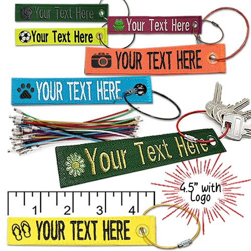 4.5" Luggage Key Tag with Logo, Colored Grommet and Colored Loop Ring