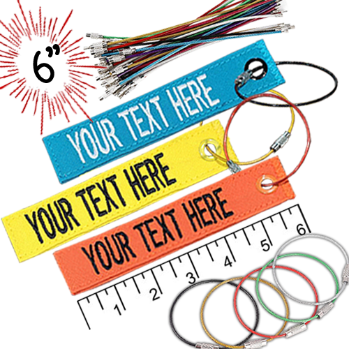 6" Luggage Key Tag with Colored Grommet and Colored Loop Ring
