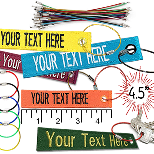 4.5" Luggage Key Tag with Colored Grommet and Colored Loop Ring