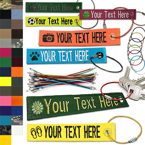 4.5" Luggage Key Tag with Logo, Colored Grommet and Colored Loop Ring